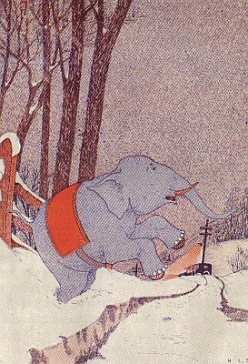 The Stuffed Elephant Stuck in a Snowdrift.