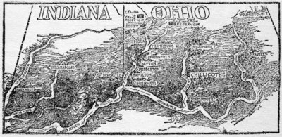 TOPOGRAPHY OF STRICKEN SECTION OF TWO STATES Practically every town and city shown in this illustration suffered from the floods, most of them from loss of life and all of them from property damage.