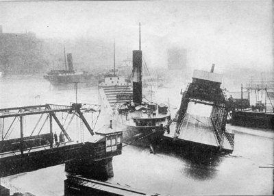 Scores of strongly-built bridges like this throughout the flood districts were carried away by the raging torrents