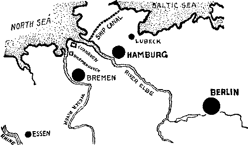 North central Germany, showing the ship canal and the leading commercial arteries.