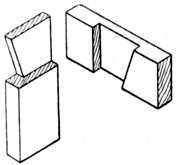 Fig. 35.—Halved Joint with
    one side Dovetailed.