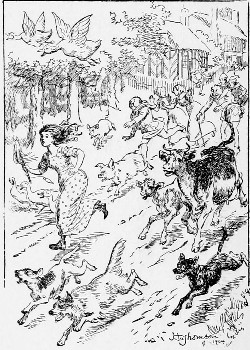 'The cow ran, the calf ran, and even the very hogs
trotted.'—p. 122.