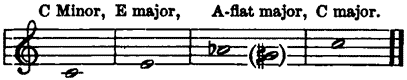 C Minor, E major, A-flat major, C major.