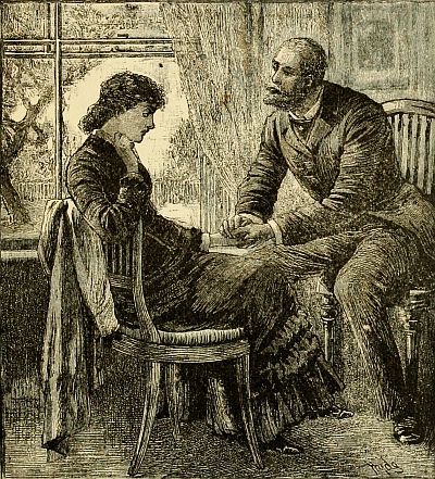 "Taking her hand in his, he looked at her long and searchingly. 'Imogene,' he exclaimed, 'there is something weighing on your heart.'"—(Page 58.)