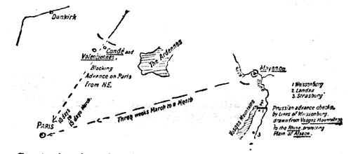 Strategic situation in early summer of 1793. Mayence
besieged, Condé and Valenciennes about to be besieged. Conditions of the
double advance on Paris.