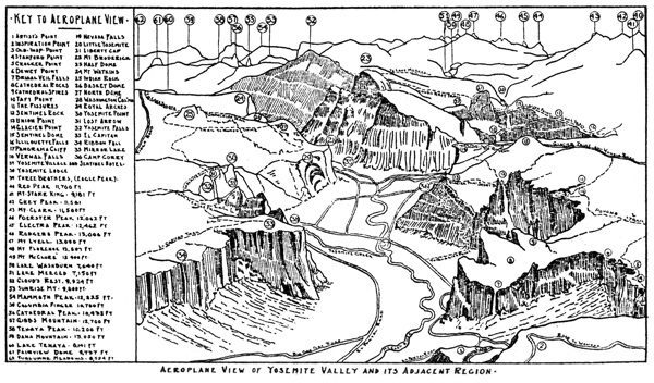 Aeroplane View of Yosemite Valley and its Adjacent Region