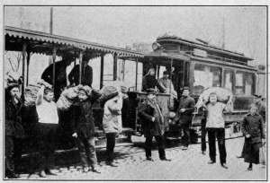 Photograph from Henry Ruschin
STREET TRAM AS FREIGHT CARRIER
As horses and motor fuel became scarce the street traction systems were given over
part of each day to transporting merchandise.