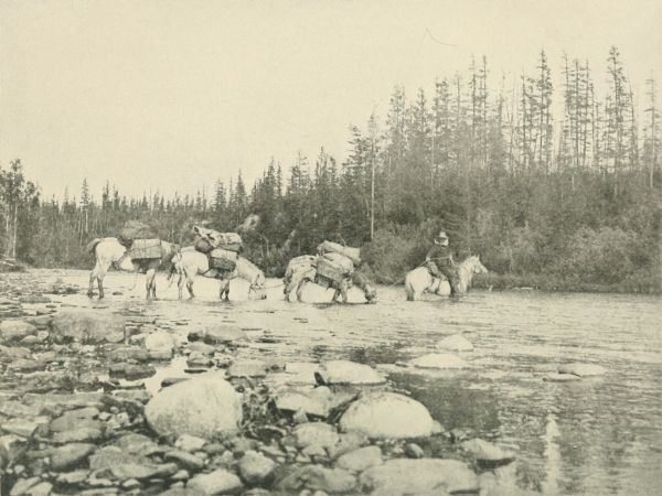 Mr. Vanderlip crossing Turumcha River.