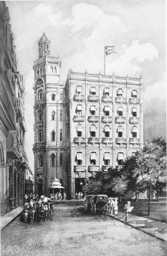 IN NEW HAVANA

While many streets in Havana appear to belong to some Spanish city of
centuries ago, many others vie with those of New York and Washington in
their up-to-date Twentieth Century aspect. There are in both public and
private edifices many examples of the finest modern architecture and
construction, some rising many stories above the two-and three-storied
buildings characteristic of former years.