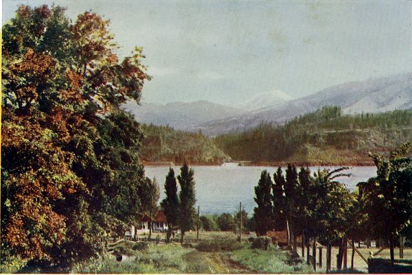 river and mountain in far distance