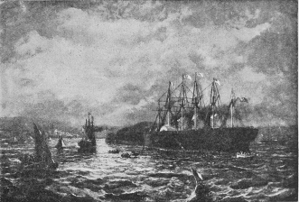 Fig. 40.—S.S. Great Eastern Completing the Second
Atlantic Cable.