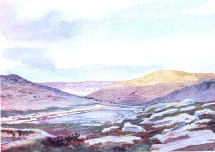 SOLOMON’S POOLS, NEAR JERUSALEM, LOOKING TOWARDS DEAD SEA

Shows the central one of three reservoirs which are built one below the
other on a slope inclining towards valley of the Dead Sea.

Measurements of Solomon’s Pools:—Upper one, 380 ft. by 236 ft., 25 ft.
deep; middle one, 423 ft. by 250 ft., 39 ft. deep; lower one, 582 ft. by
207 ft., 50 ft. deep.