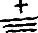 Three lines beneath a short cross.