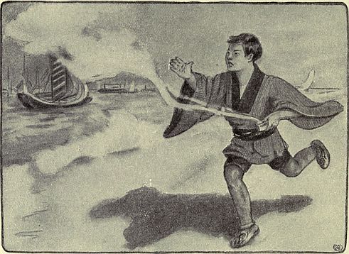 boy releasing cloud