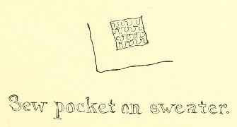 Sew pocket on sweater.