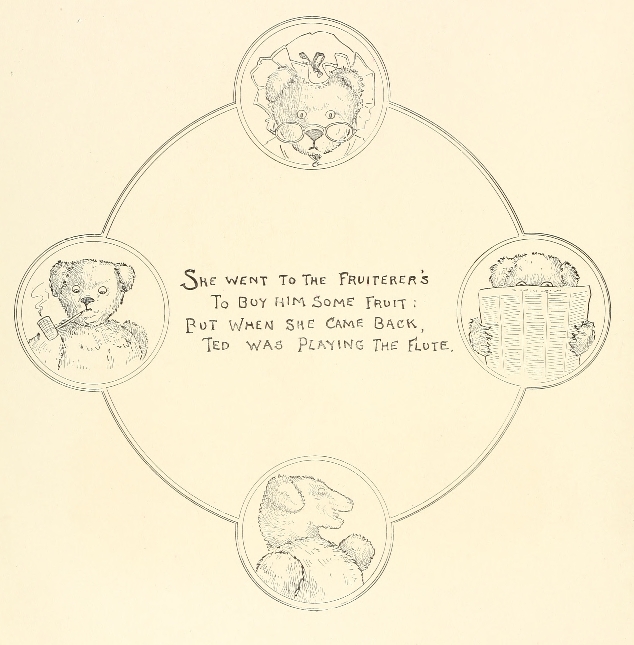 bear sitting looking at recorderanother part of poem with four bears at each compass point