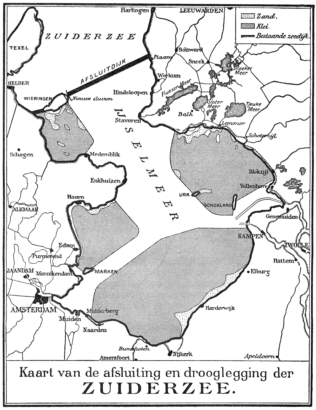 Kaart van de afsluiting en drooglegging der Zuiderzee.