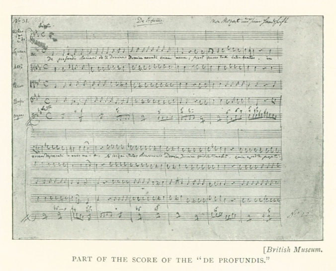 PART OF THE SCORE OF THE "DE PROFUNDIS." (<i>British Museum.</i>)