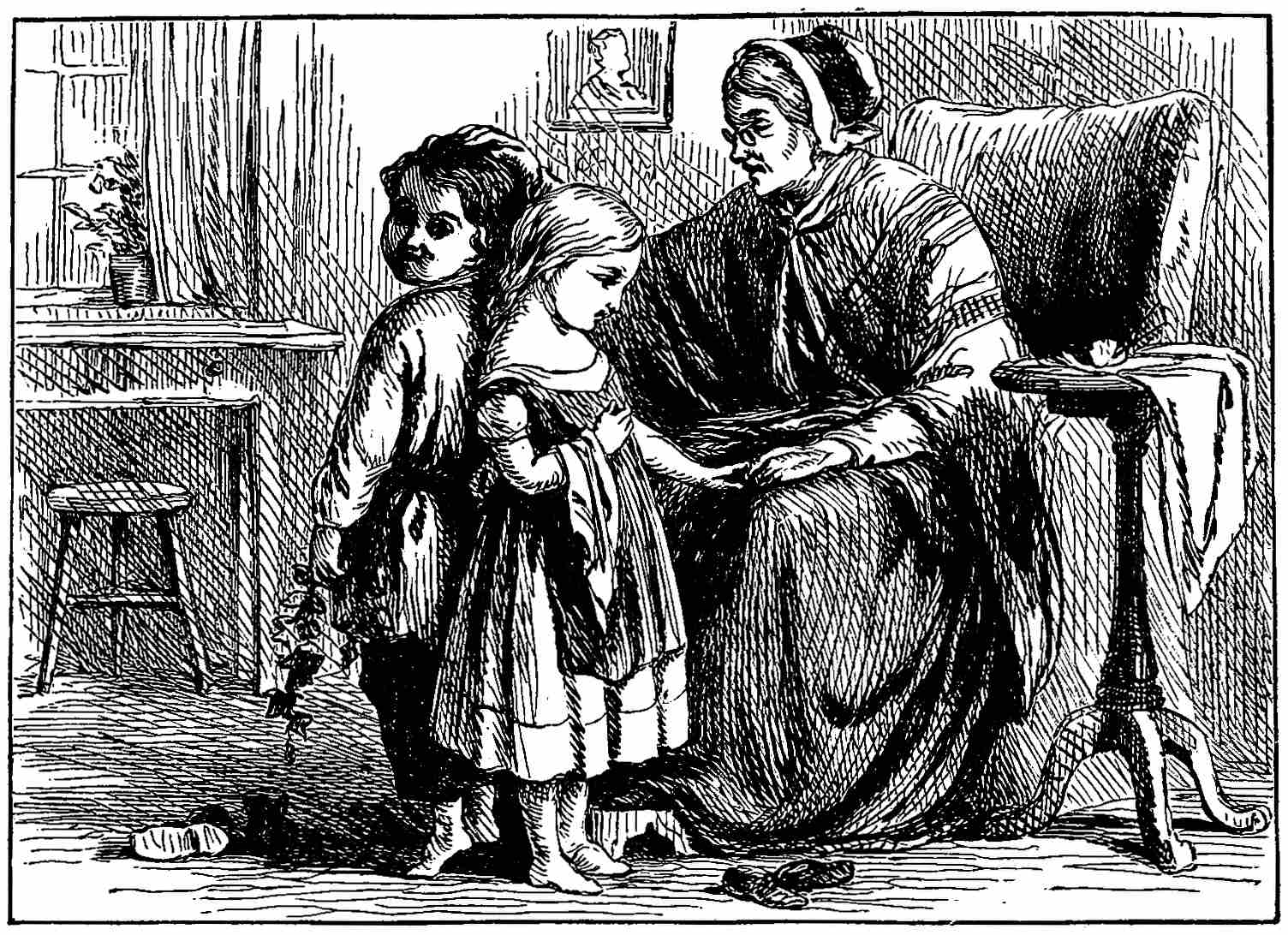 Two little girls with an older woman