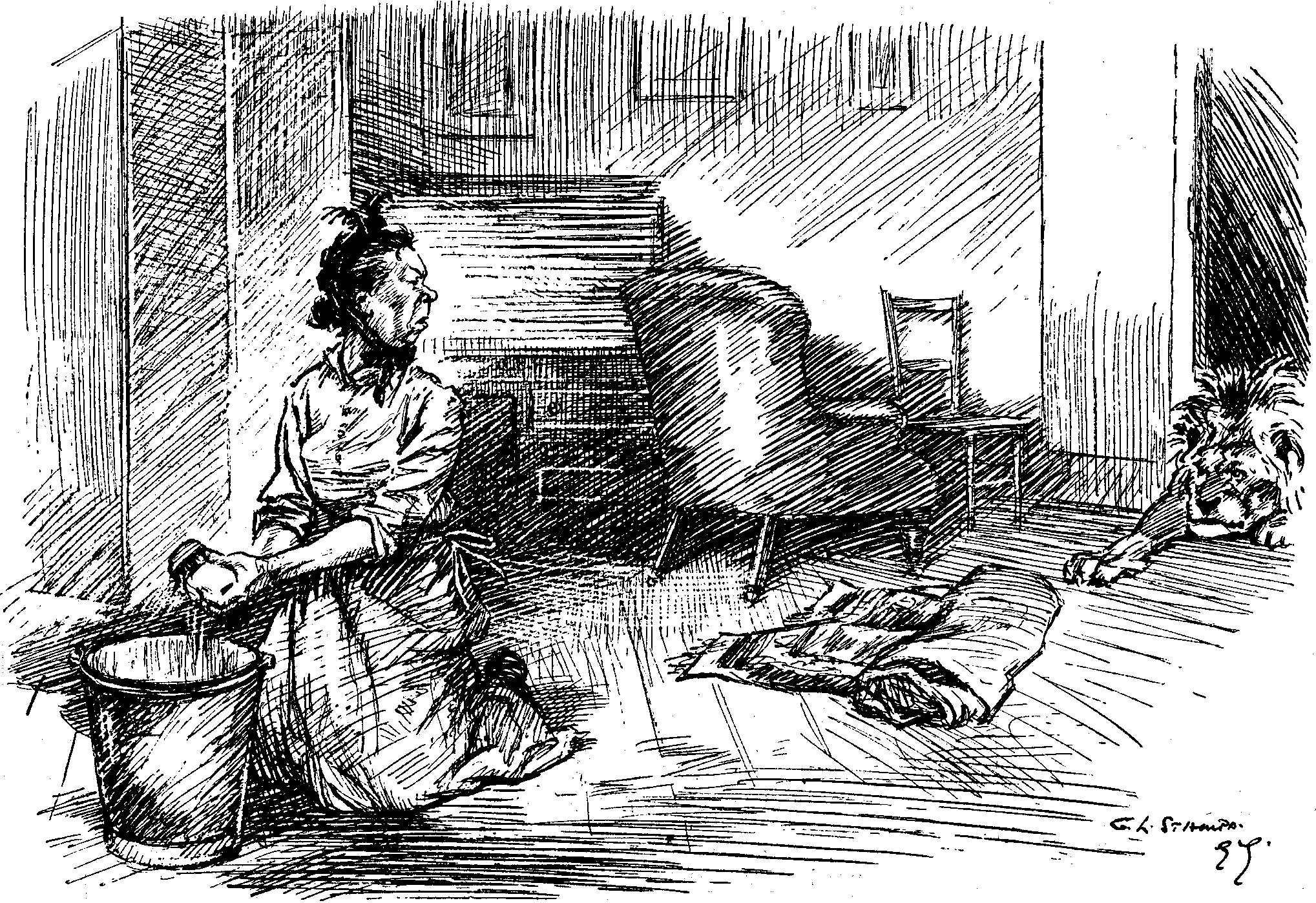PERFORMING LION AT MUSIC-HALL, HAVING GOT LOOSE, FINDS ITS WAY TO ROOM OCCUPIED BY CHARWOMAN.