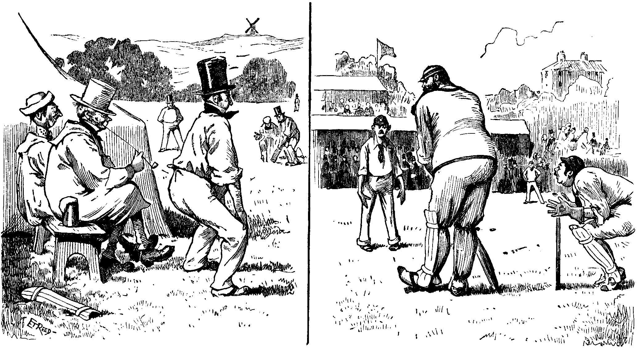 MR. PUNCH KEEPS HIS EYE ON CRICKET.