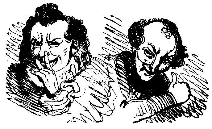 A man laying a finger aside of his nose, and another with a thumbs-up