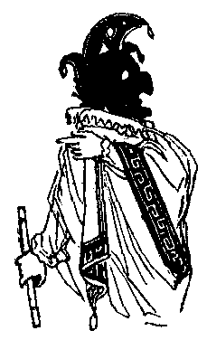 A jester wearing a toga