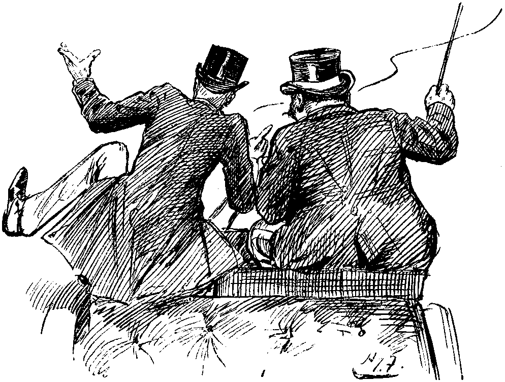 DAUBINET amuses himself by sitting on the box and talking to the coachman.