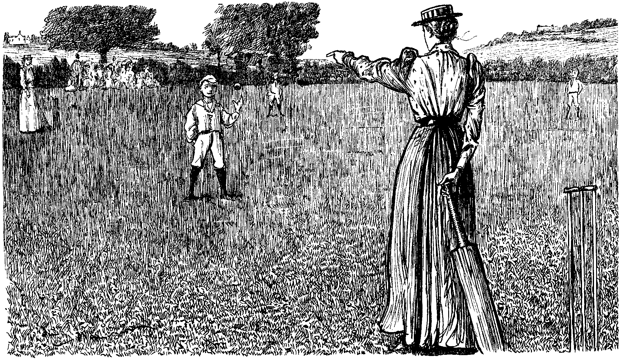 CRICKETANA. YOUNG LADIES V. BOYS.