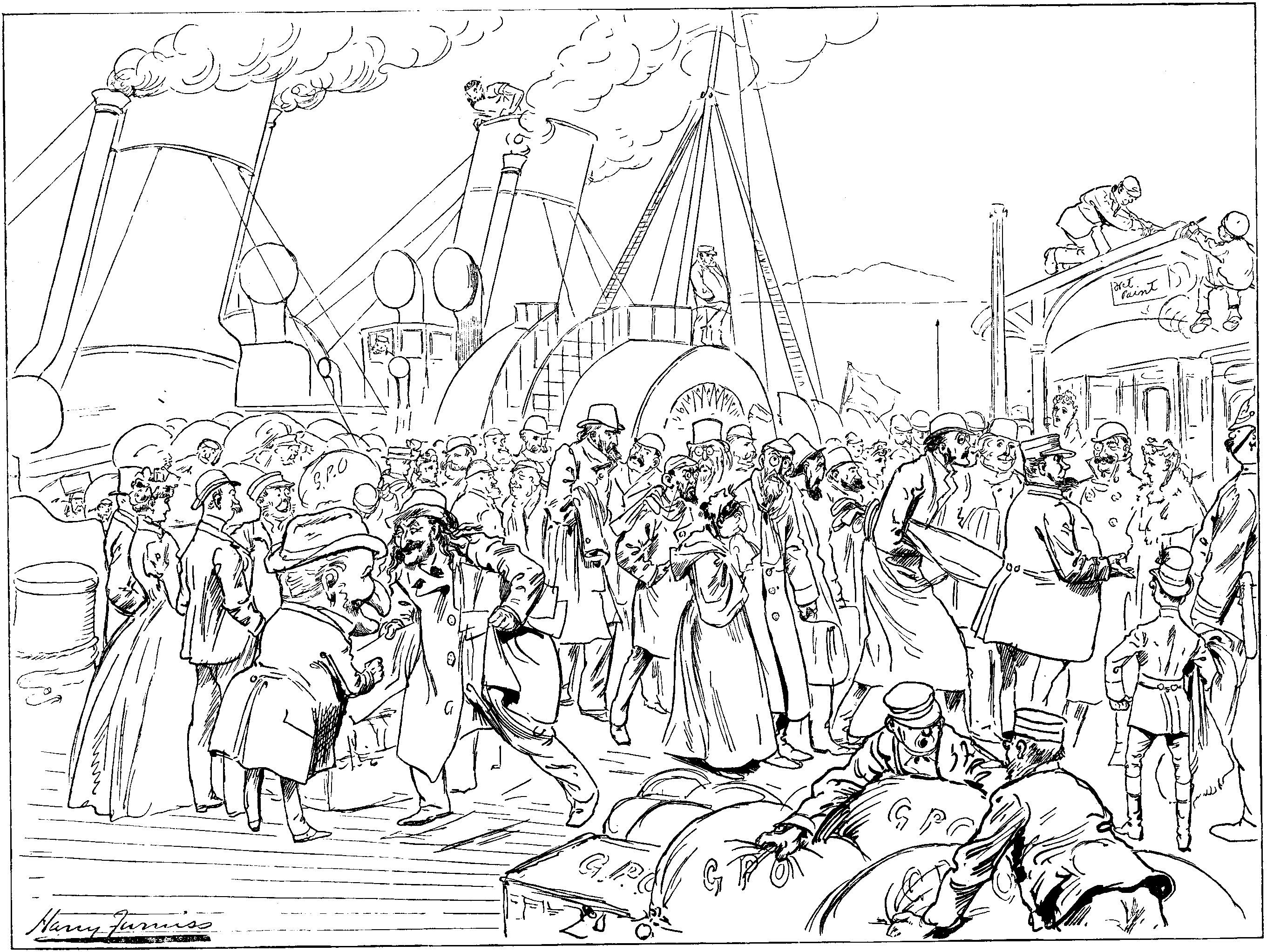 MR. PUNCH ON TOUR. HE ARRIVES AT KINGSTOWN BY THE IRISH MAIL.