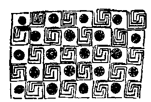 Fig 21.--Ceiling pattern from behind, Medinet Habû,
Twentieth Dynasty. 