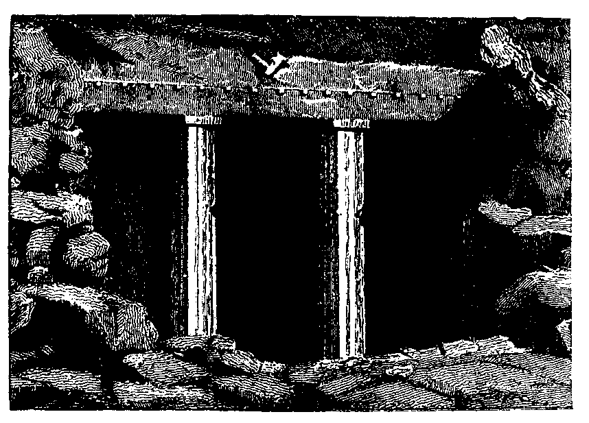 Fig 151.--Façade of tomb of Khnûmhotep, at Beni Hasan,
Twelfth Dynasty. 