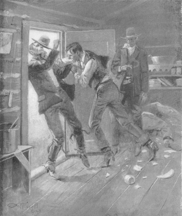 Illustration: Dick tottered upon the step and went off backward.