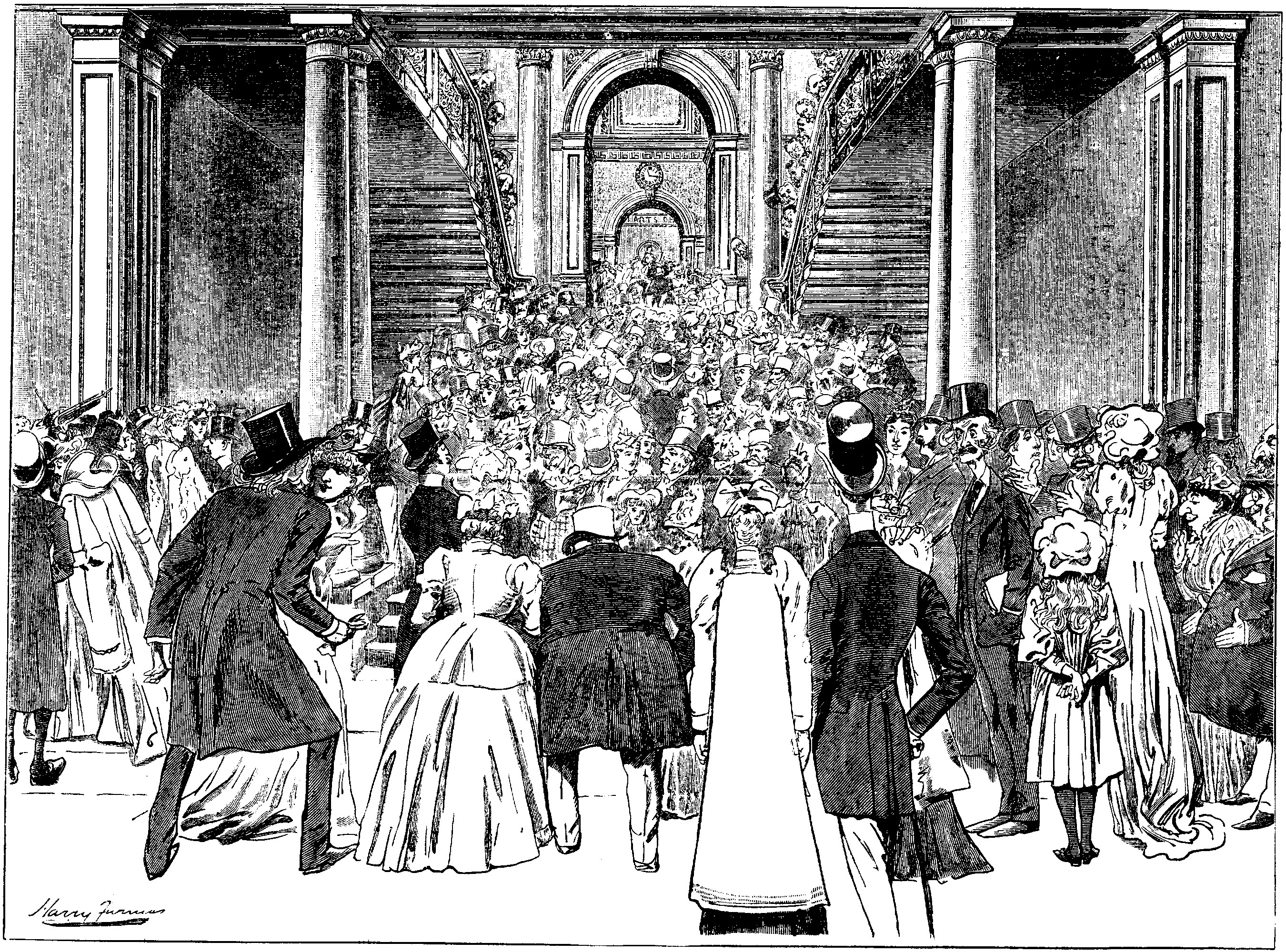 STAIRCASE SCENES.—No. 1. PRIVATE VIEW, ROYAL ACADEMY.