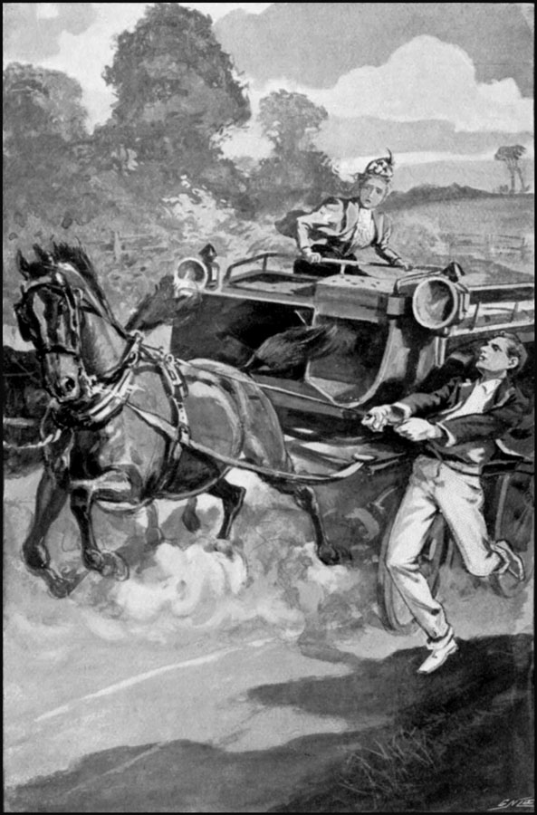 As The Horses Whirled Past, He Clutched Madly At The Loose Reins.