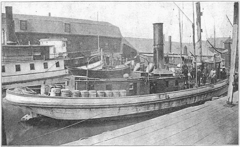The steam smack Mina and Lizzie
landing her cargo at Portlland