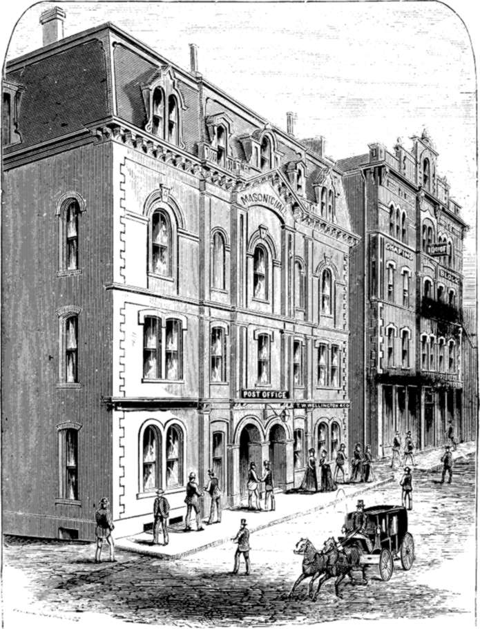 POST OFFICE AND MASONIC HALL.