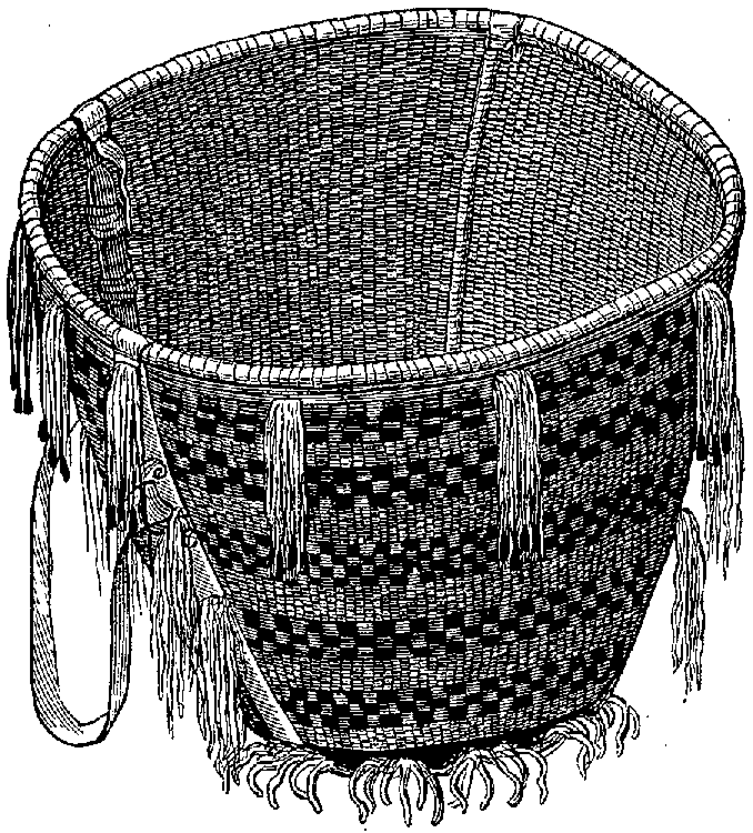 Fig. 312. Basket with pendent buckskin strands tipped with bits of tin