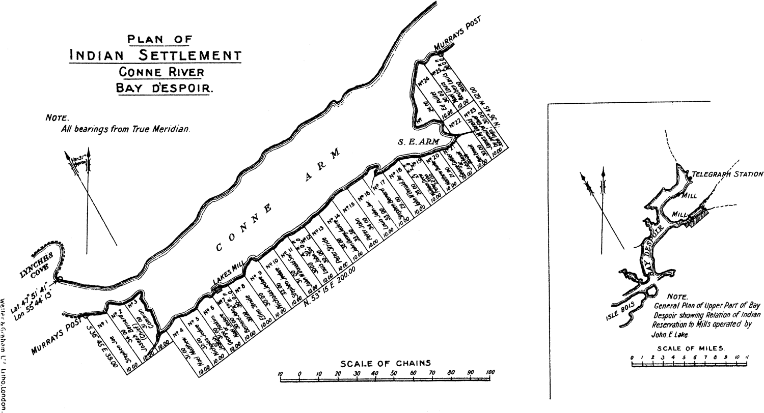 Plan of Indian Settlement Conne River Bay D'Espoir