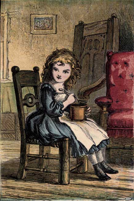 Silverlocks seats herself in Tiny's little chair and eats
his soup.