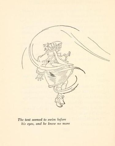 [Illustration: The tent seemed to swim before his eyes, and he knew
 no more, verso]