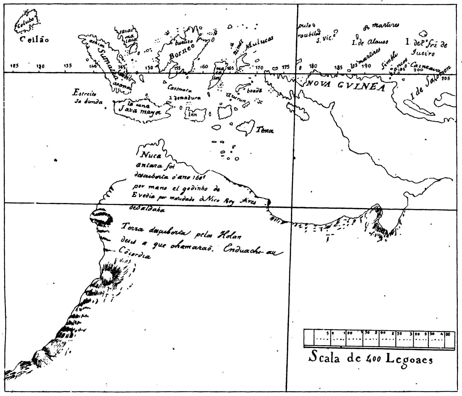 Fac simile de uma poro do mappa Ms. que se acha no Muso Britanico.