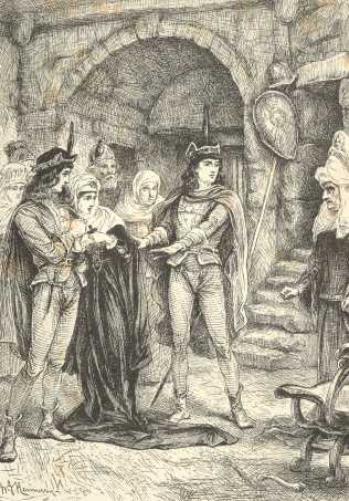 “‘Henceforth mine own lady-mother is the mistress of
this castle, and whoever speaks a rude word to her offends the
Freiherr von Adlerstein’”—Page 126