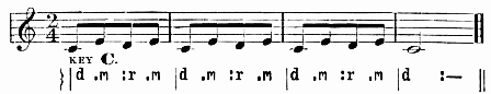 KEY C. {|d.m:r.m |d.m:r.m |d.m:r.m |d:—||