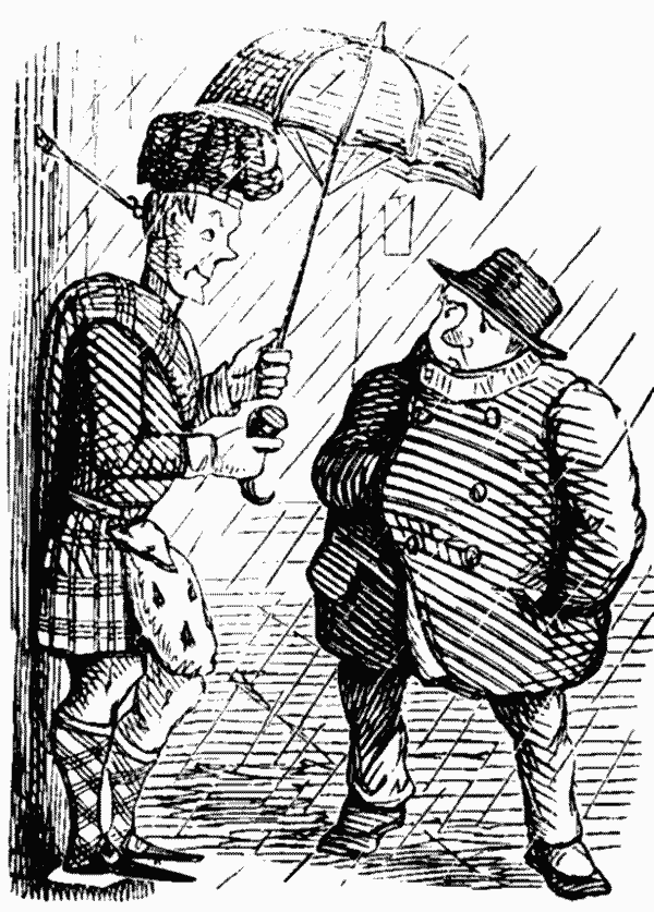 Scotsman with umbrella