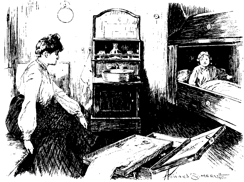 Child in berth of night steamer
