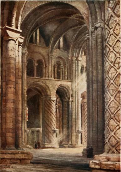 DURHAM

INTERIOR OF CATHEDRAL LOOKING ACROSS THE

NAVE INTO SOUTH TRANSEPT