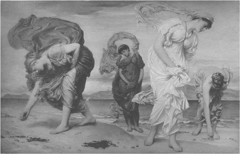 GREEK GIRLS PICKING UP SHELLS BY THE SEASHORE