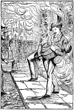 The unknown
rescuer carries Vernet from the blazing tenement