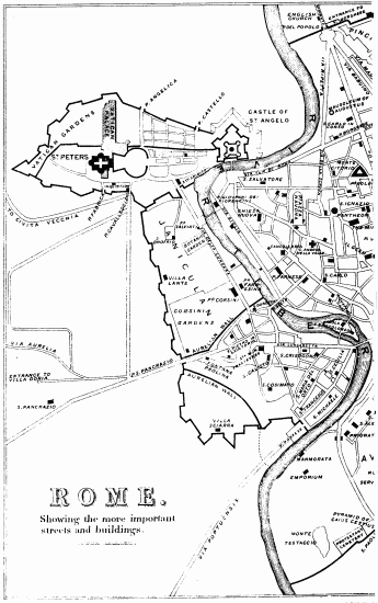 ROME.
Showing the more important streets and buildings.